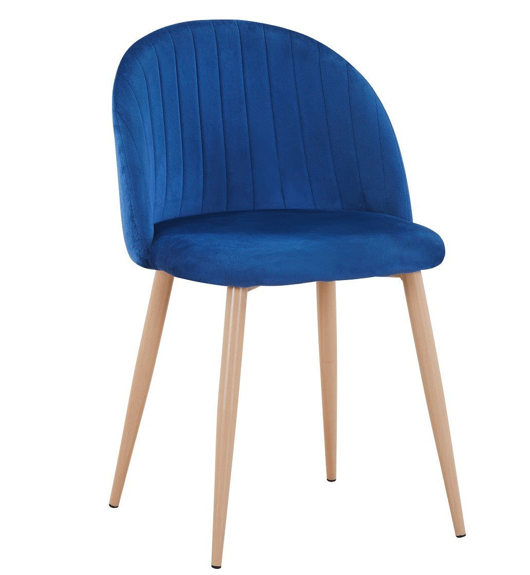 Cadeira VELVET NEW, base de metal, tecido veludo azul 64
