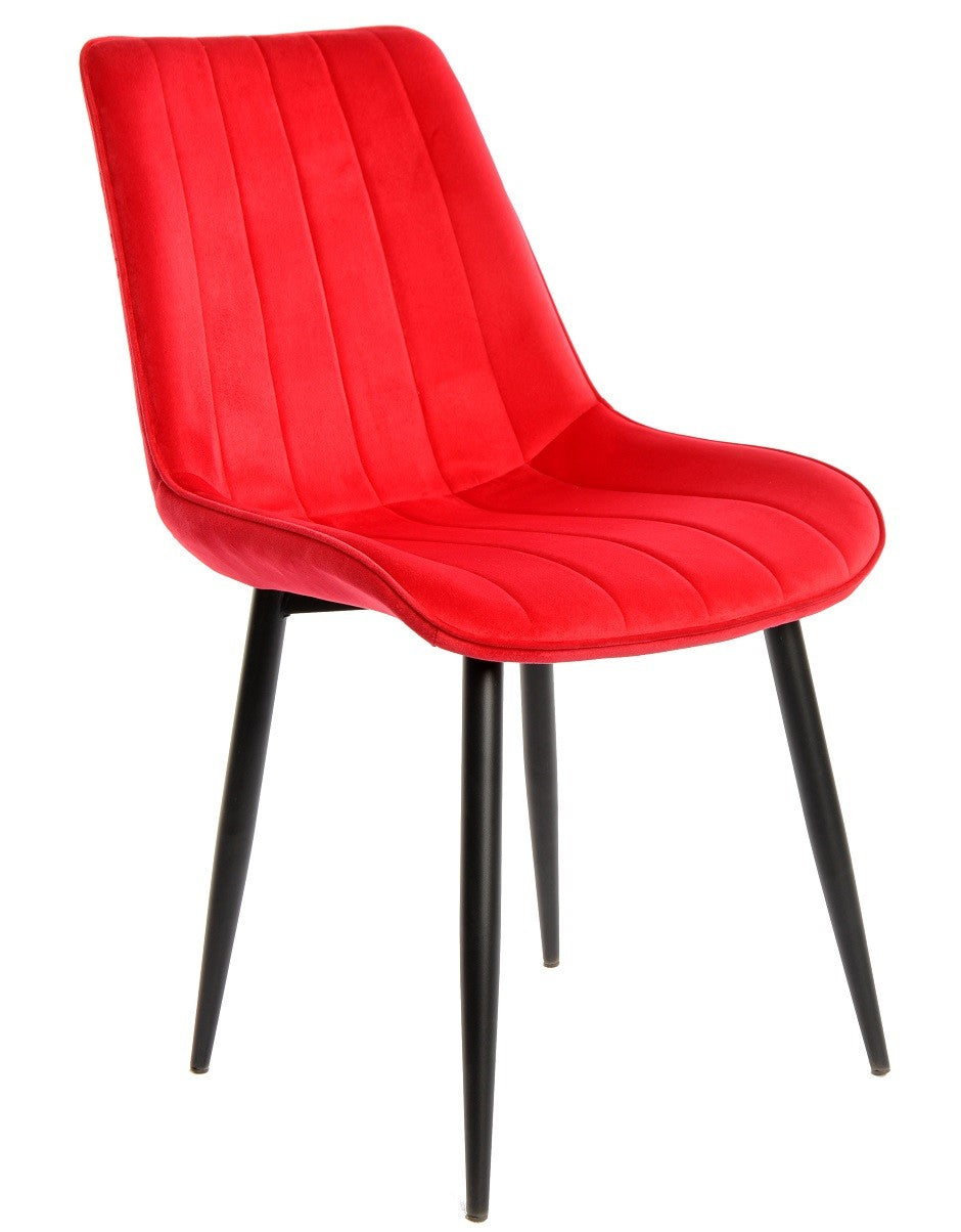Cadeira YUCCA, metal preto, tecido velvet vermelho