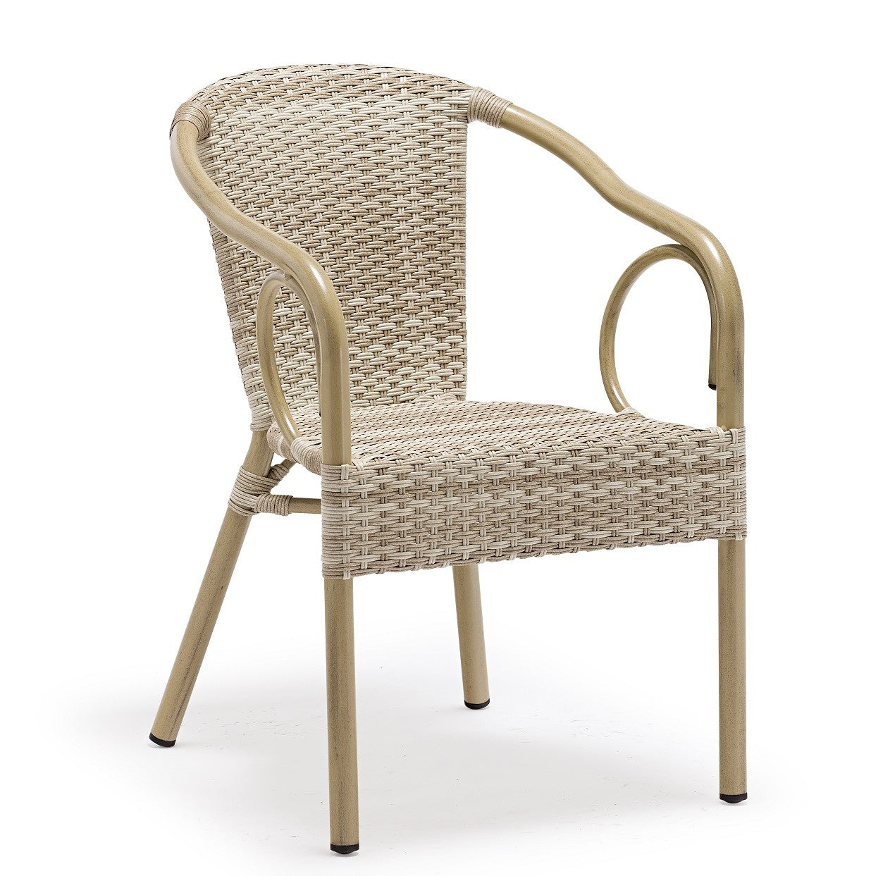 Cadeirão ADANA, empilhável, aluminio, ratán beige