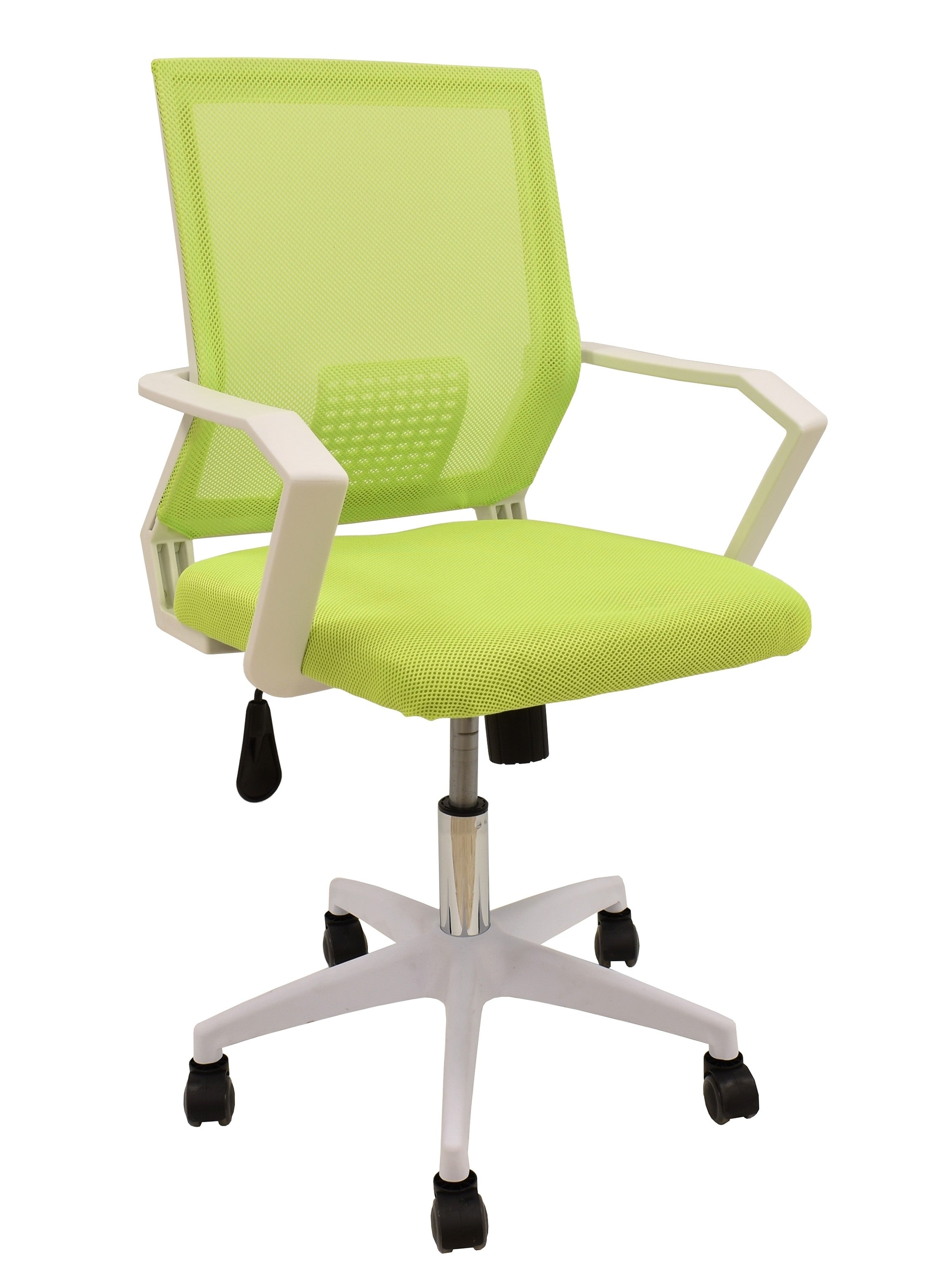 Cadeirão de escritorio CLENT, branco, rede e tecido verde