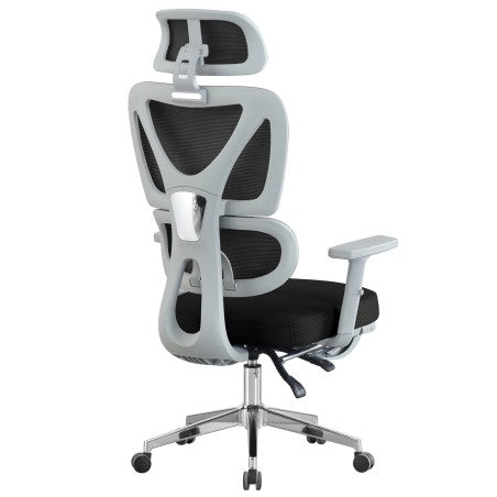 Cadeirão de escritório DURBUY, alto, ergonômico, cinza, rede preto