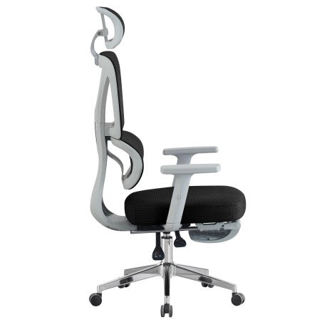 Cadeirão de escritório DURBUY, alto, ergonômico, cinza, rede preto