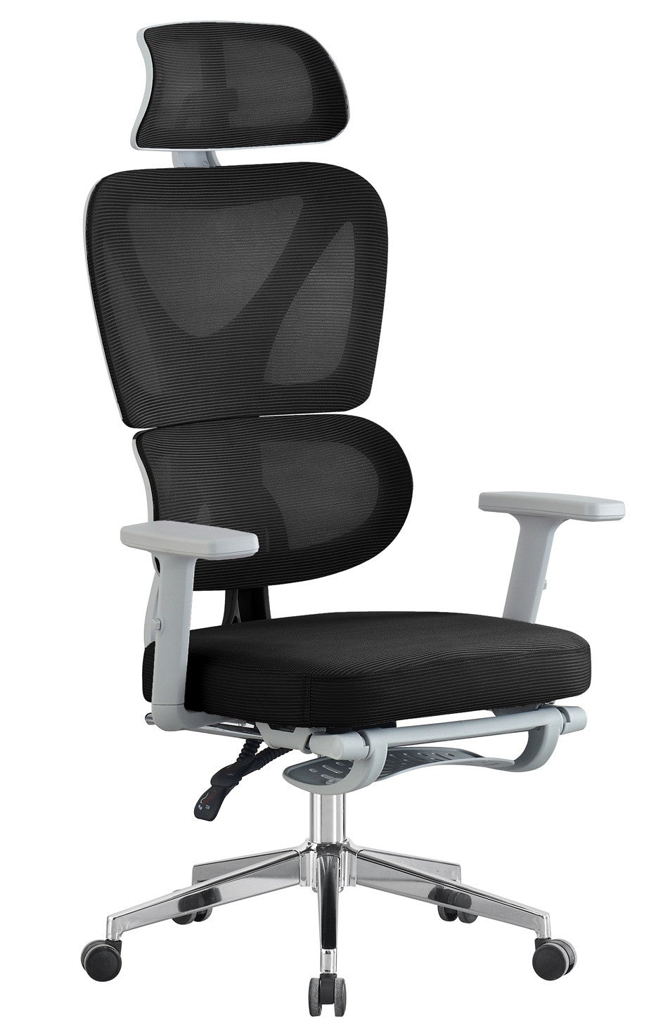 Cadeirão de escritório DURBUY, alto, ergonômico, cinza, rede preto