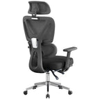 Cadeirão de escritório DURBUY, alto, ergonômico, preto, rede e assento preto