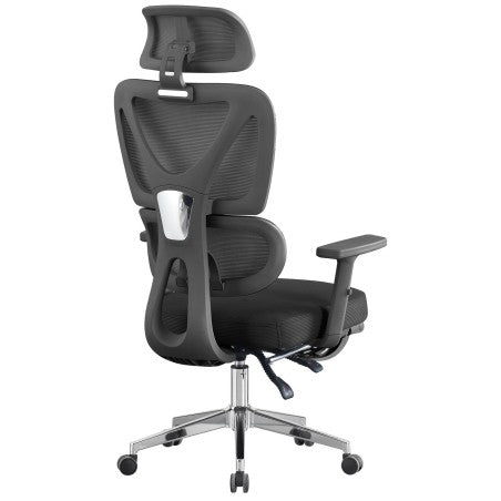 Cadeirão de escritório DURBUY, alto, ergonômico, preto, rede e assento preto