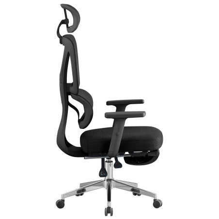 Cadeirão de escritório DURBUY, alto, ergonômico, preto, rede e assento preto