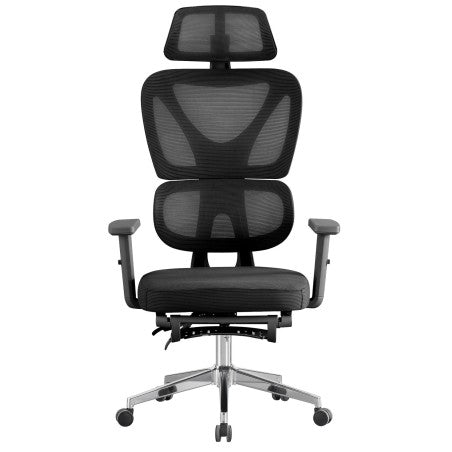 Cadeirão de escritório DURBUY, alto, ergonômico, preto, rede e assento preto