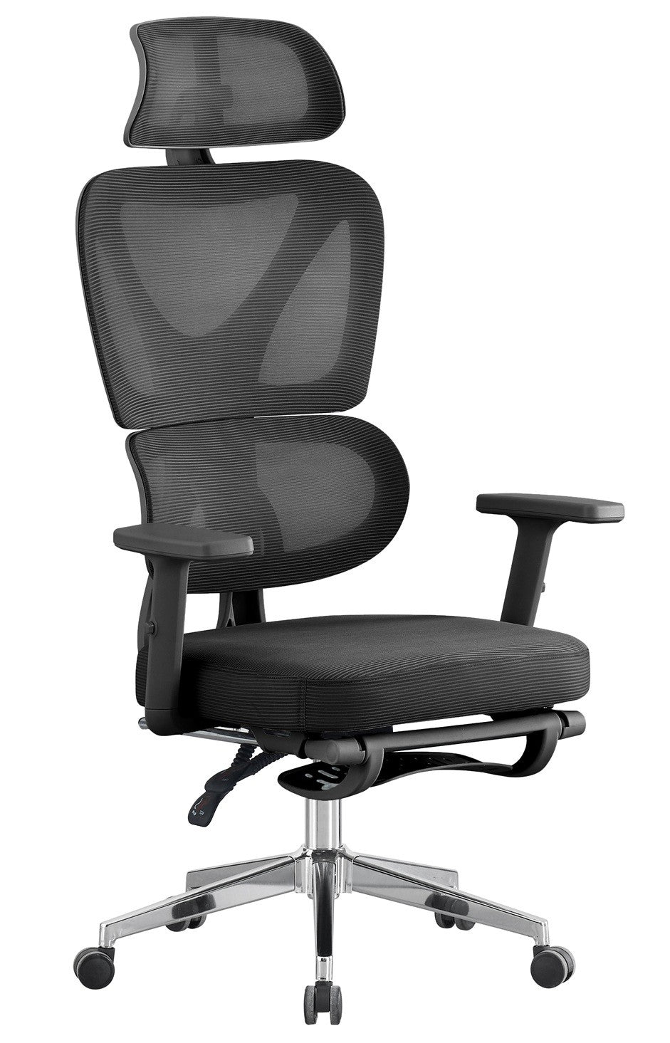 Cadeirão de escritório DURBUY, alto, ergonômico, preto, rede e assento preto