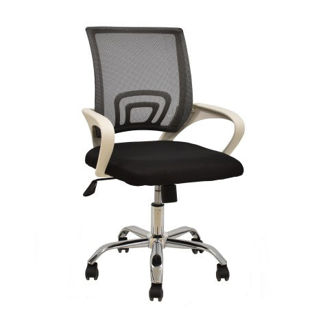 Cadeirão de escritório FISS NEW, braços branco, rede preto