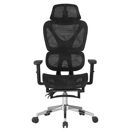 Cadeirão de escritório LORRIS, alto, ergonômico, rede preto