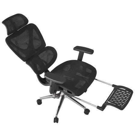 Cadeirão de escritório LORRIS, alto, ergonômico, rede preto