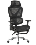 Cadeirão de escritório LORRIS, alto, ergonômico, rede preto