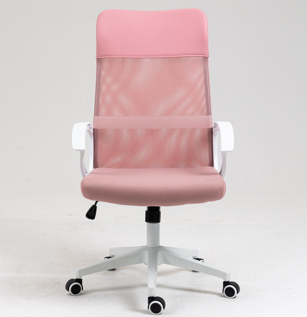 Cadeirão de escritório VERTON, branco, rede e tecido rosa