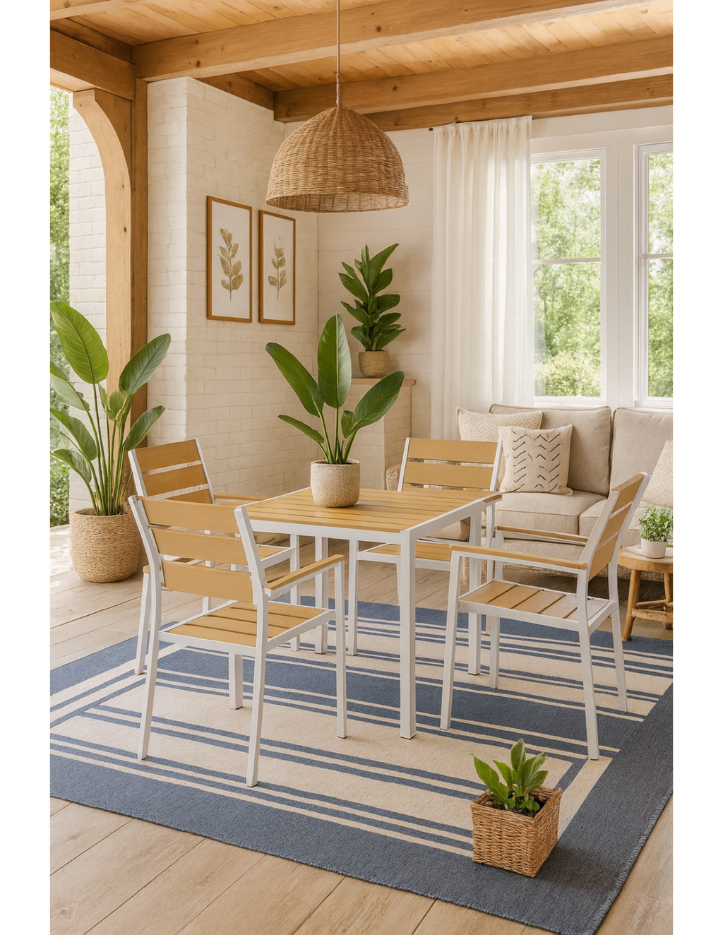 Cadeirão GARIBALDI, metal branco, polywood amarelo