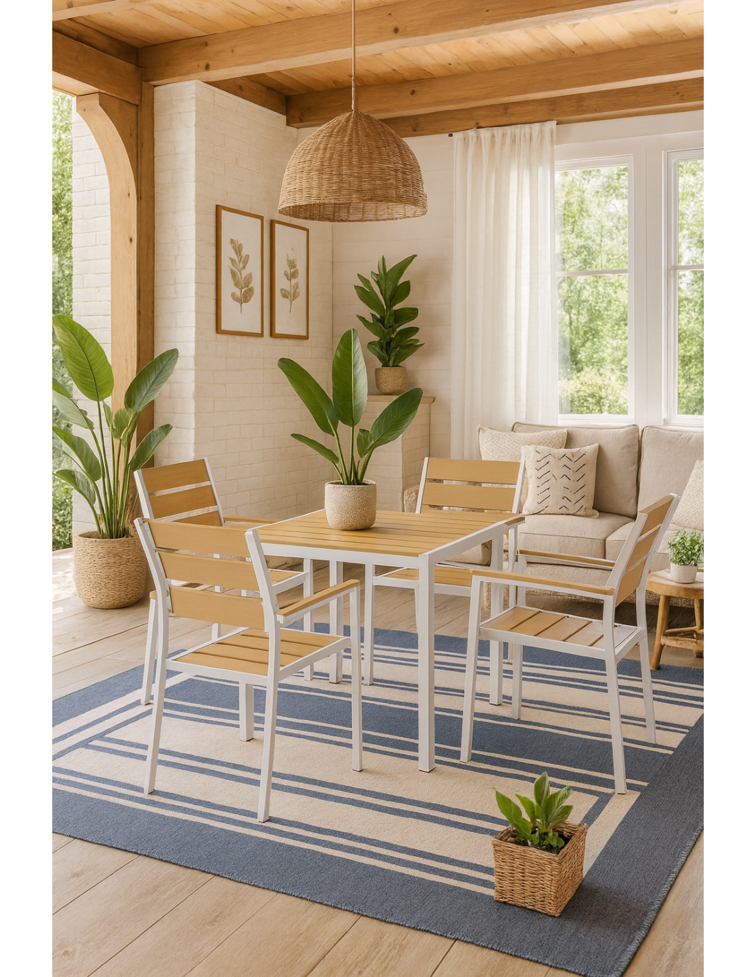 Cadeirão GARIBALDI, metal branco, polywood amarelo