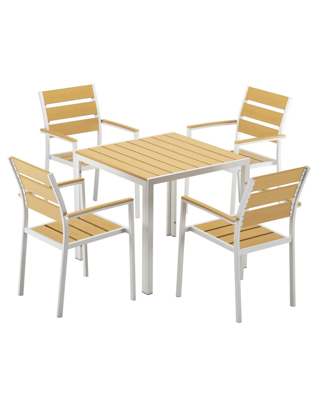 Cadeirão GARIBALDI, metal branco, polywood amarelo