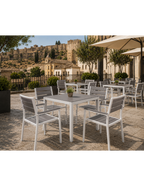 Cadeirão GARIBALDI, metal branco, polywood cinza