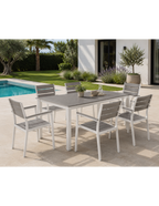 Cadeirão GARIBALDI, metal branco, polywood cinza
