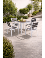 Cadeirão GARIBALDI, metal branco, polywood cinza