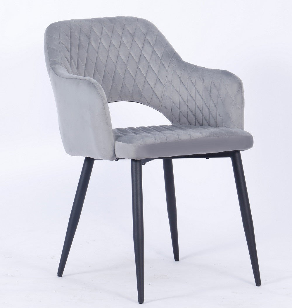 Cadeirão HONORIO, metal, tecido velvet 19 cinza