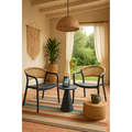Cadeirão IBIZA, empilhável, tratamento anti UV, polipropileno cinza escuro, corda natural