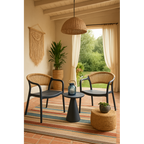 Cadeirão IBIZA, empilhável, tratamento anti UV, polipropileno cinza escuro, corda natural