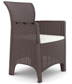 Cadeirão ILEÓN, polipropileno castanho, coxim beige