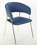 Cadeirão KEFRÉN NEW, metal dourado, tecido veludo azul