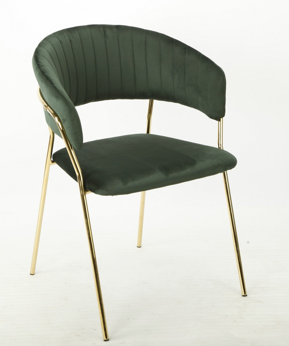 Cadeirão KEFRÉN NEW, metal dourado, tecido veludo verde escuro