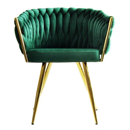 Cadeirão KING, metal dourado, tecido veludo verde escuro