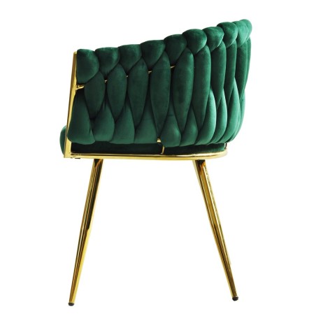 Cadeirão KING, metal dourado, tecido veludo verde escuro