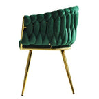 Cadeirão KING, metal dourado, tecido veludo verde escuro