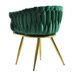 Cadeirão KING, metal dourado, tecido veludo verde escuro