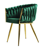 Cadeirão KING, metal dourado, tecido veludo verde escuro