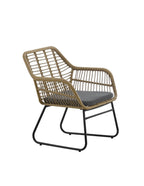 Mesa KROYA, apoio, metal, ratán, vidro, 93 x 53 cms