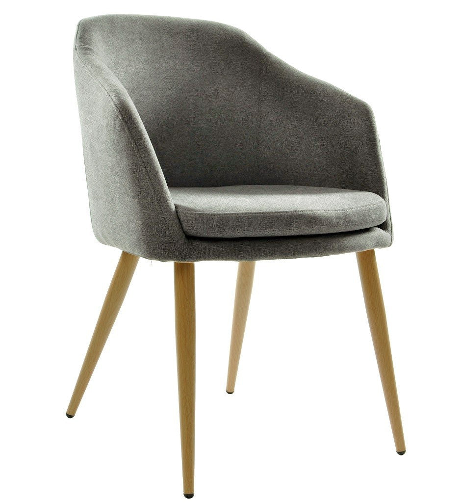 Cadeirão LART, metal, tecido linen cinza escuro