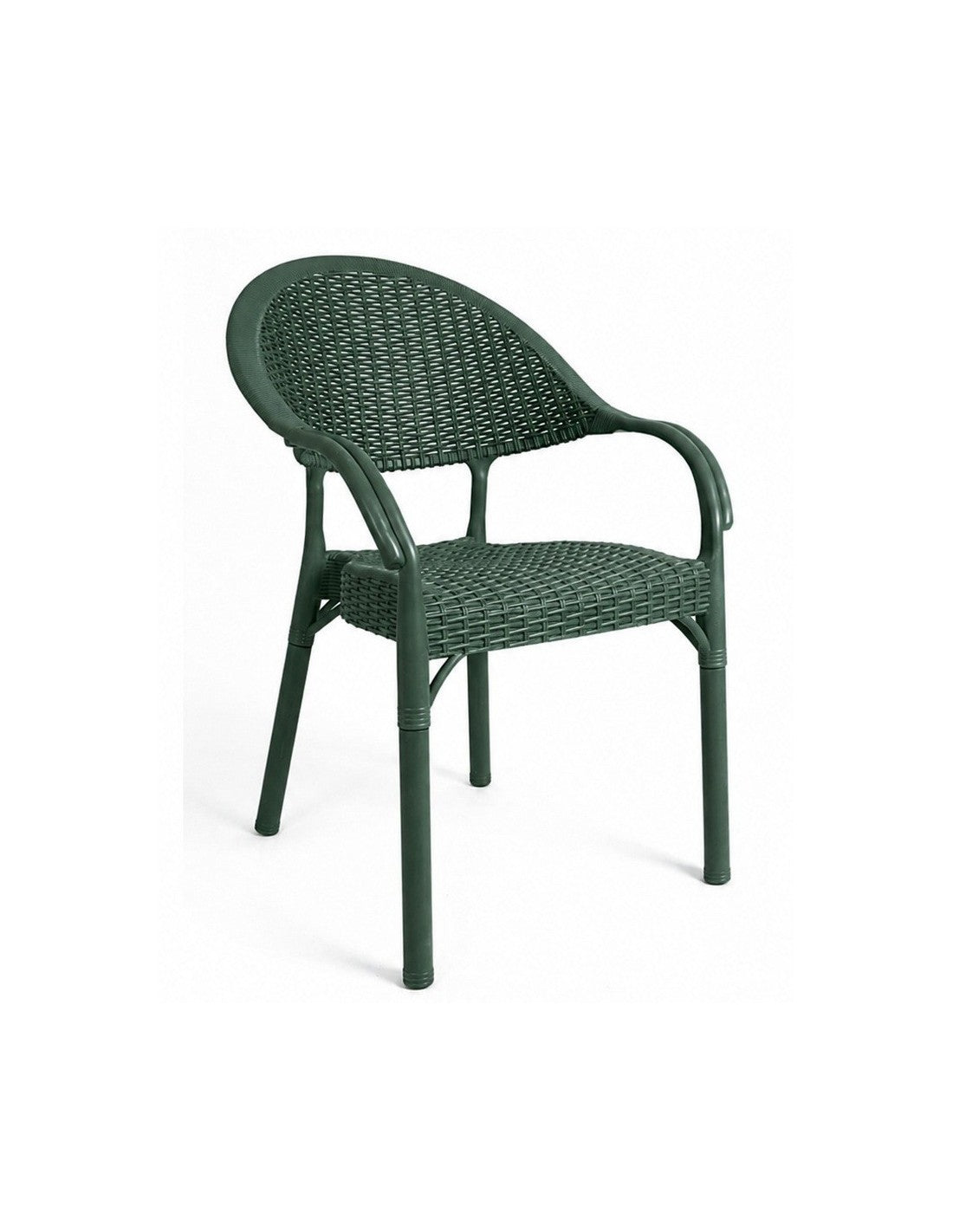 Cadeirão TORREMOLINOS, pernas metálicas, polipropileno verde