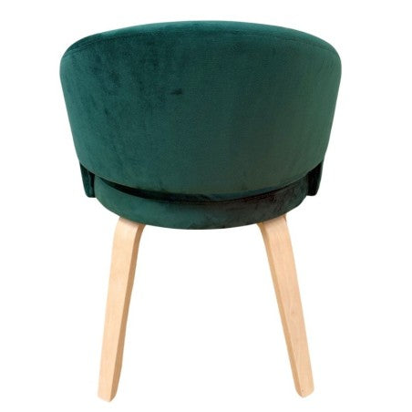 Cadeirão VISEU, contraplacado de madeira de hevea, natural, velvet verde escuro