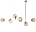 Candeeiro ALHENA, de teto, metal, vidro, 6 luzes