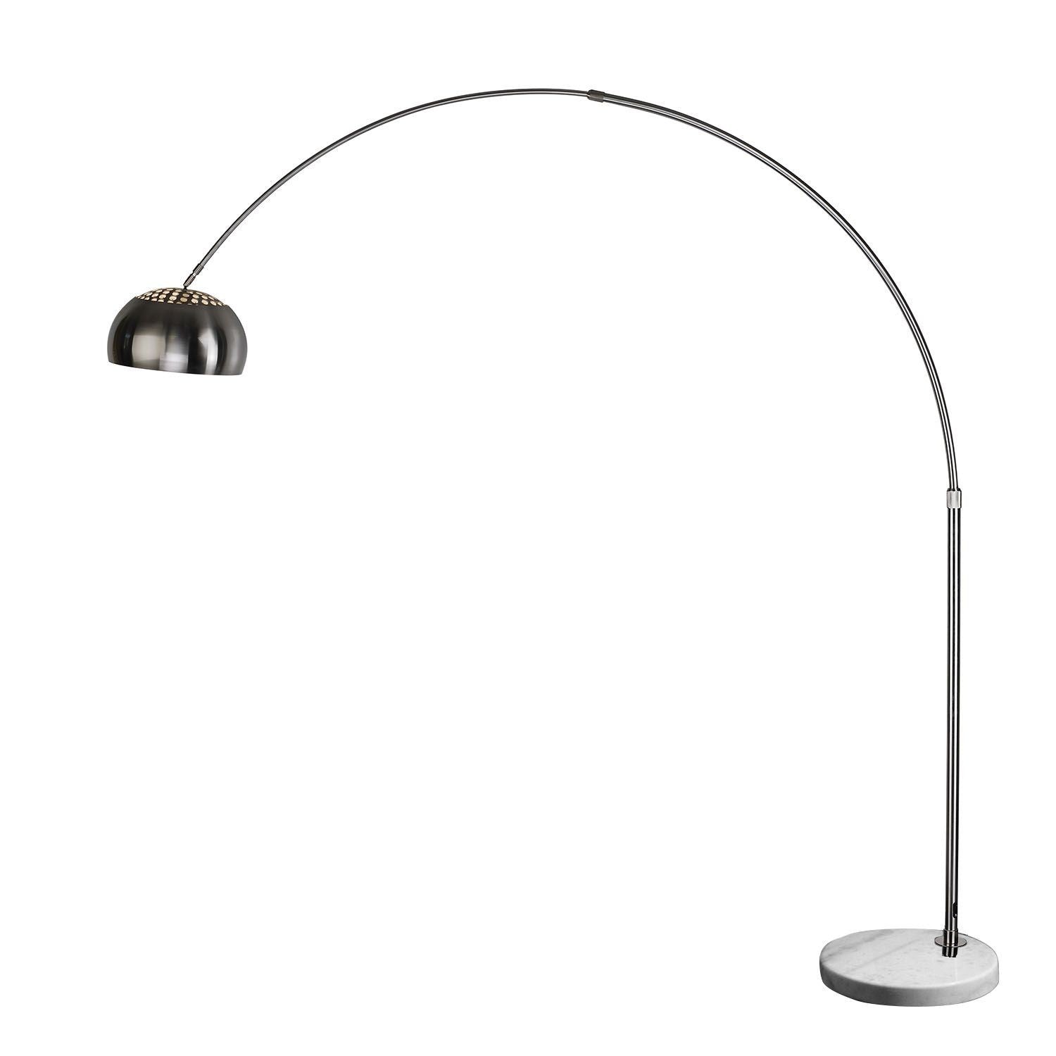 Candeeiro AR, de pé, cromada, base mármore branco