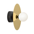 Candeeiro GRUND, aplique, metal dourado e preto, abajur branca