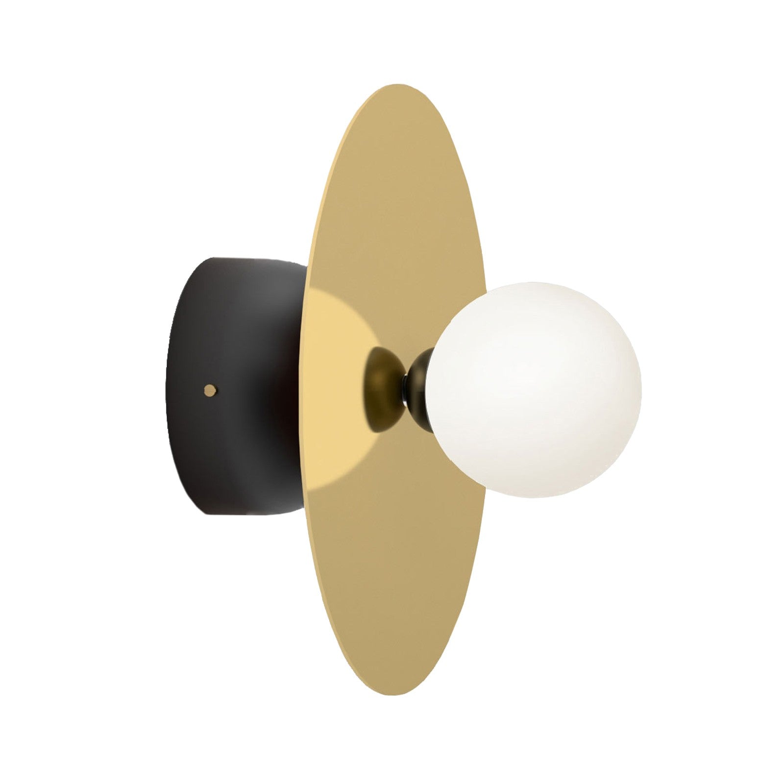 Candeeiro GRUND, aplique, metal dourado e preto, abajur branca