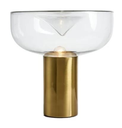 Candeeiro HEROLD, de mesa, metal dourado, abajur de vidro