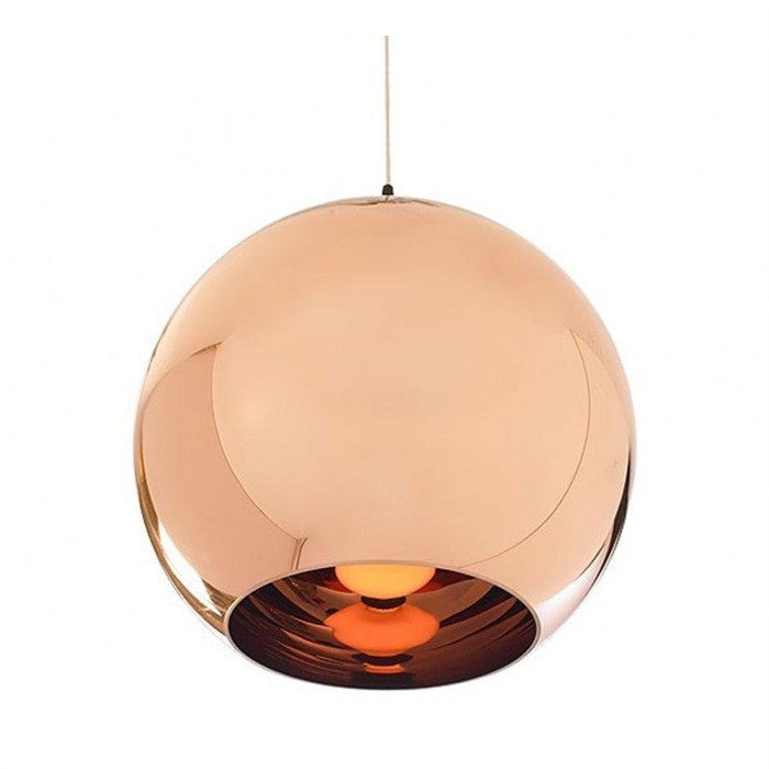Candeeiro HUGO,40 cms, de tecto, vidro, cobre