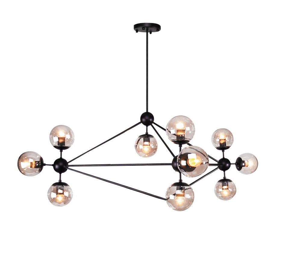 Candeeiro MENCIA, de tecto, metal preto, 10 luzes