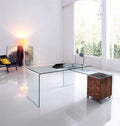 Conjunto FRANCE NEW escritório, mesa + mesa lateral, vidro transparente