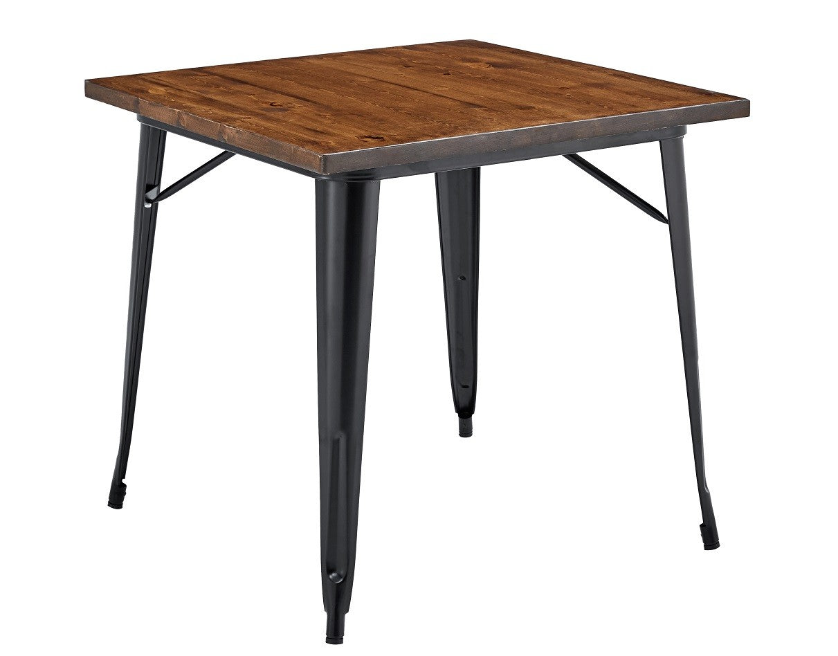 Mesa TOL EK WOOD, aço, madeira, preta, 80x80 cms
