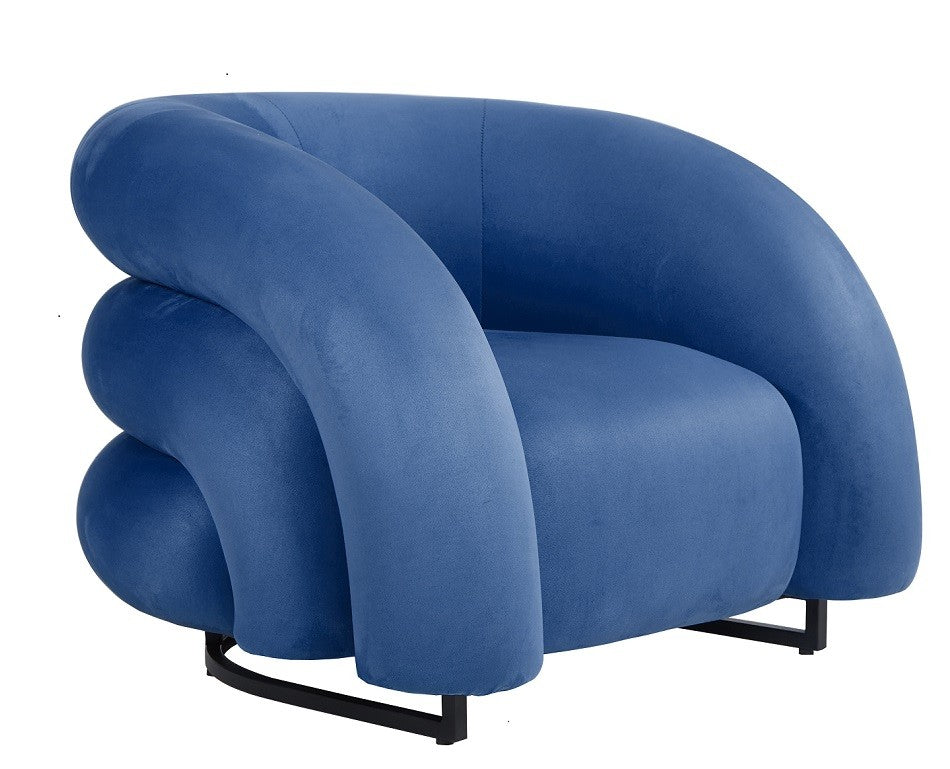 Poltrona KARLOVY, tecido velvet azul