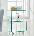 Mesa ABIGAIL, vidro, rodas, 40x40 cms