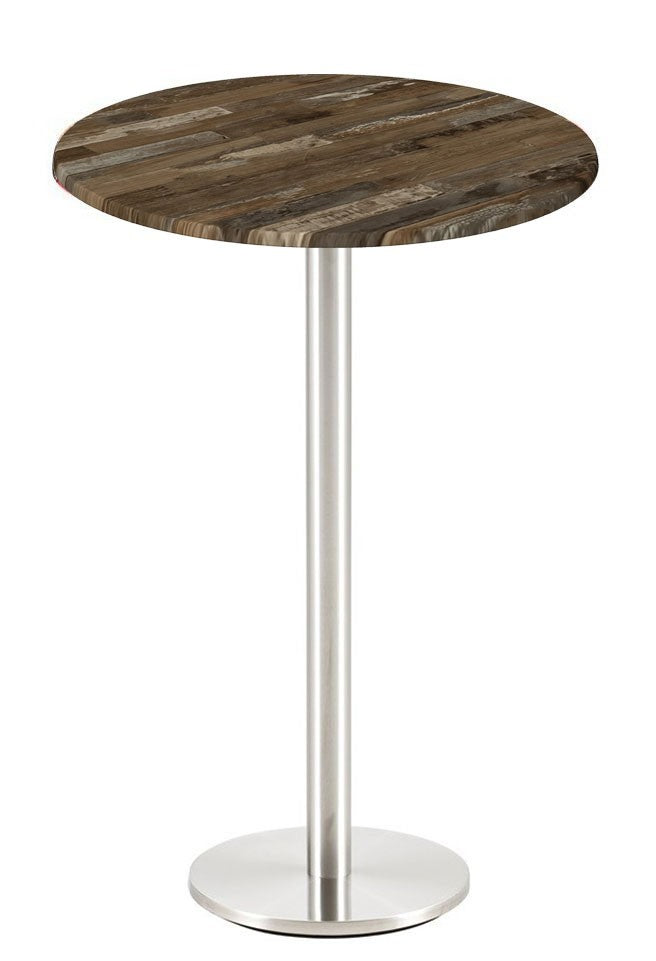 Mesa alta BENAGIL, aço inoxidável, base de 110 cms e tampo de 60 cms de diâmetro. Cores à escolha, Tablero de 60 cms.: WER-WOODART, MARACAIBO 4614